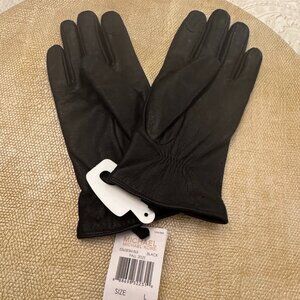 Michael Michael Kors Leather Astor Studded Gloves with Touch Tips - Black/Gold